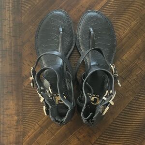 Gianni Bini Black Leather Sandals